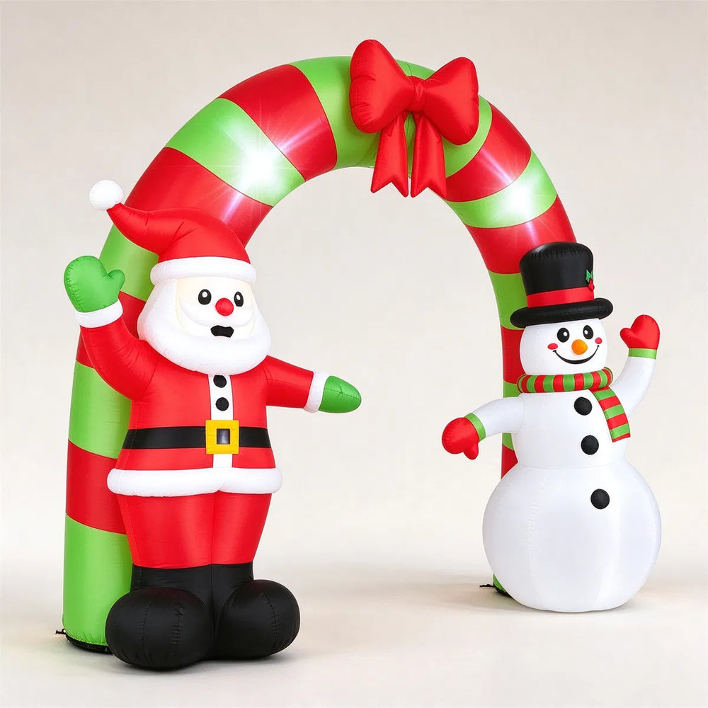 Inflatable Christmas arch with Santa and snowman