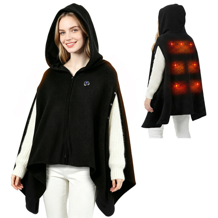 Heat Hollow USB heated hooded shawl with 3 heat levels