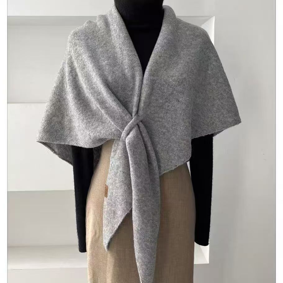 Ivory soft wool triangle shawl