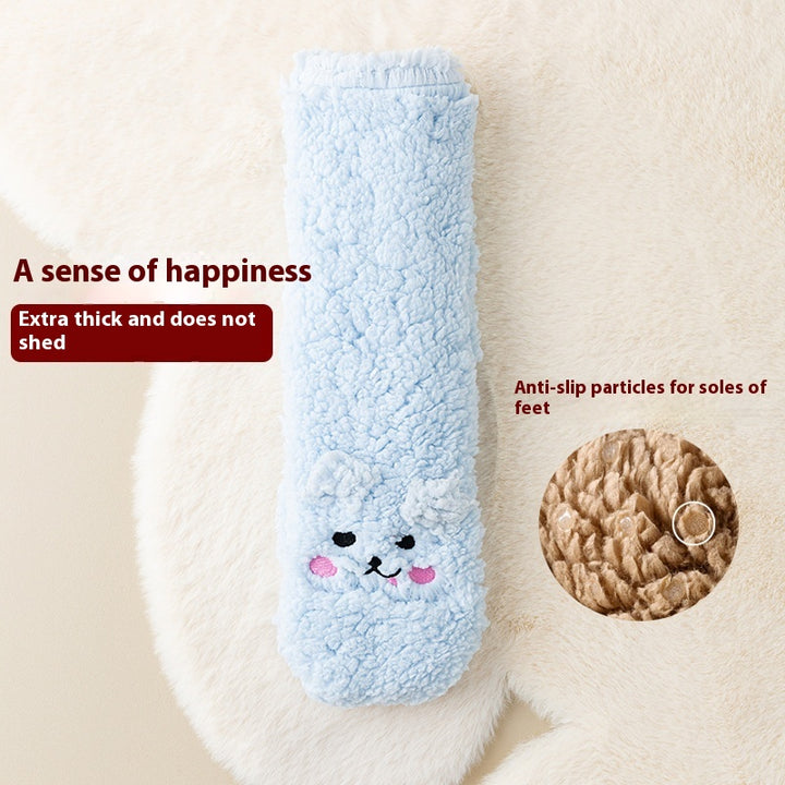 Fluffy fleece floor socks with bunny face