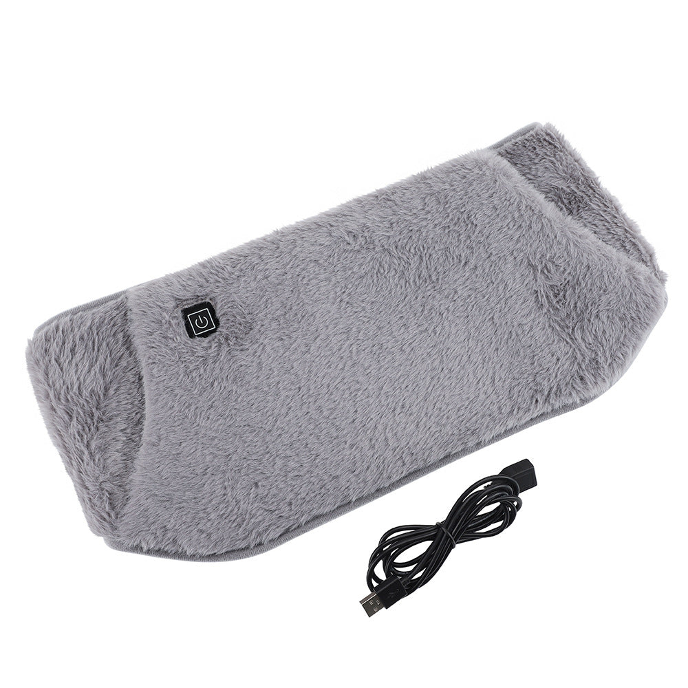 Grey plush heated waist belt with pocket