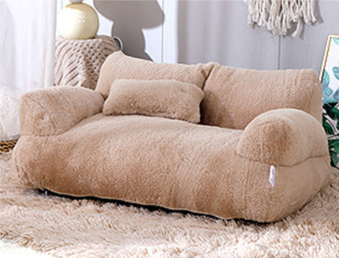 Heat Hollow Plush pet sofa with thick backrest and pillow