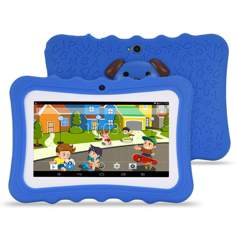 Kids tablet in blue silicone case