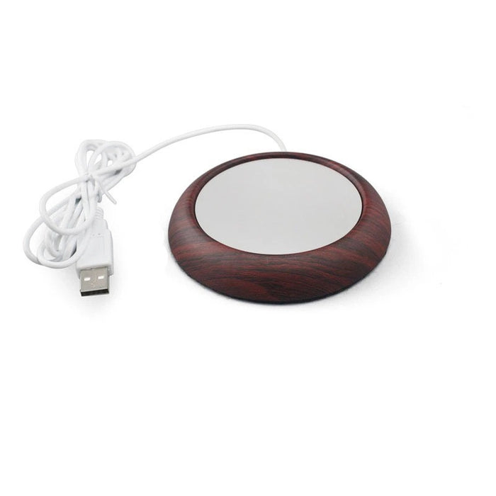 Heat Hollow Slim USB Heated Coaster with Wood-Look Rim