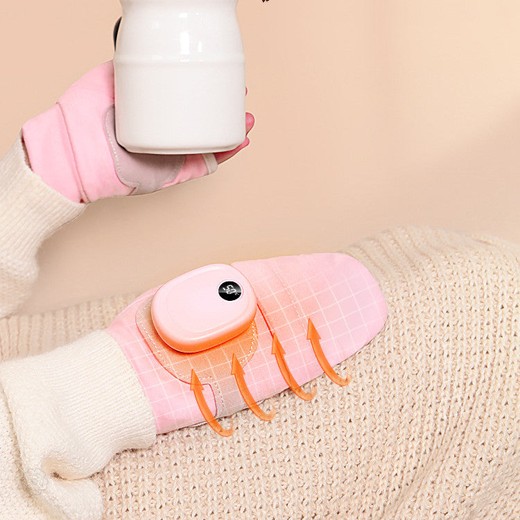 Pink USB heated flip-top mittens