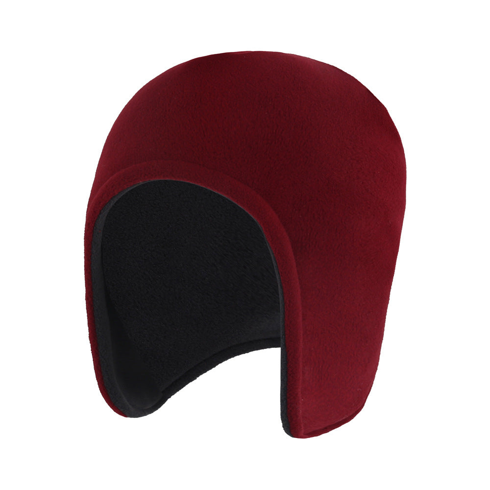 Black polar fleece cap with ear flaps