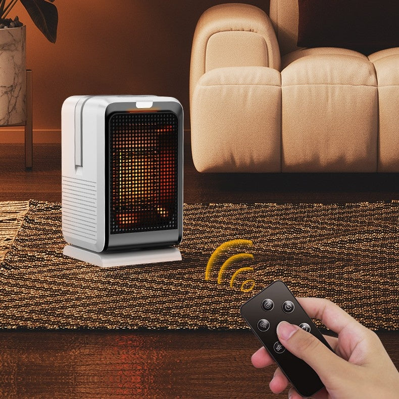 White oscillating ceramic fan heater with remote