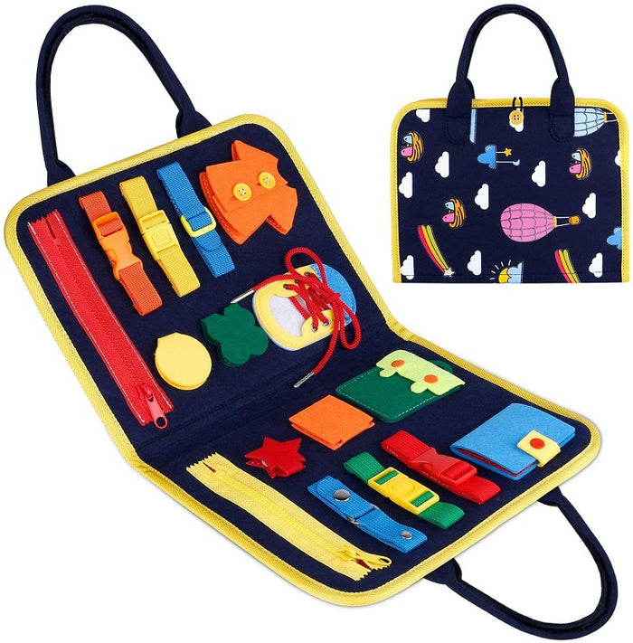 Heat Hollow Felt busy board for toddlers with buckles and zips