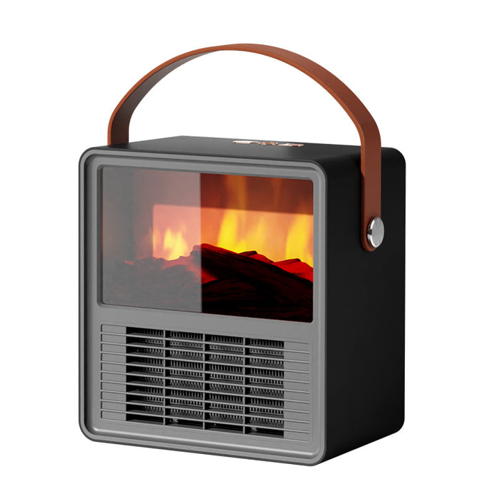 Heat Hollow Small Ceramic Heater with Fireplace Flame Look