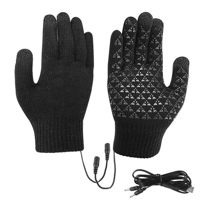 Heat Hollow USB Heated Knitted Gloves with Touchscreen Fingertips