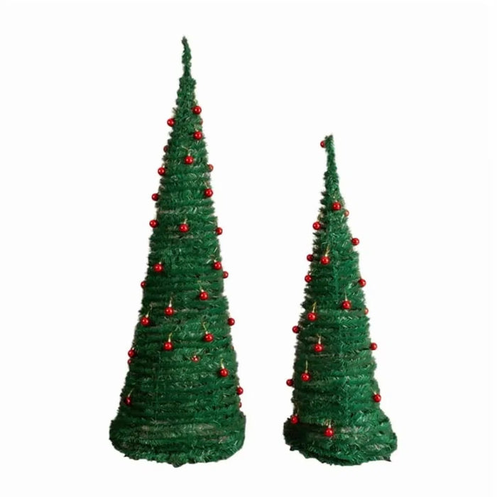 Heat Hollow Set of 2 Pop-Up Christmas Trees with Red Baubles