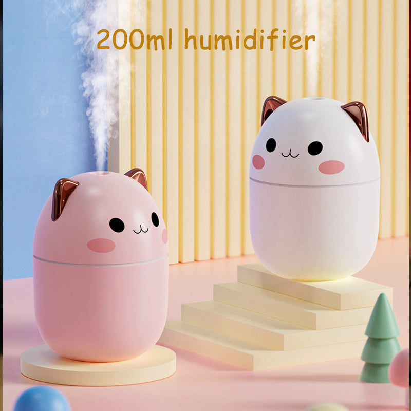 Cute Cat Air Humidifier, Ultra-Silent USB for Bedroom &amp; Office