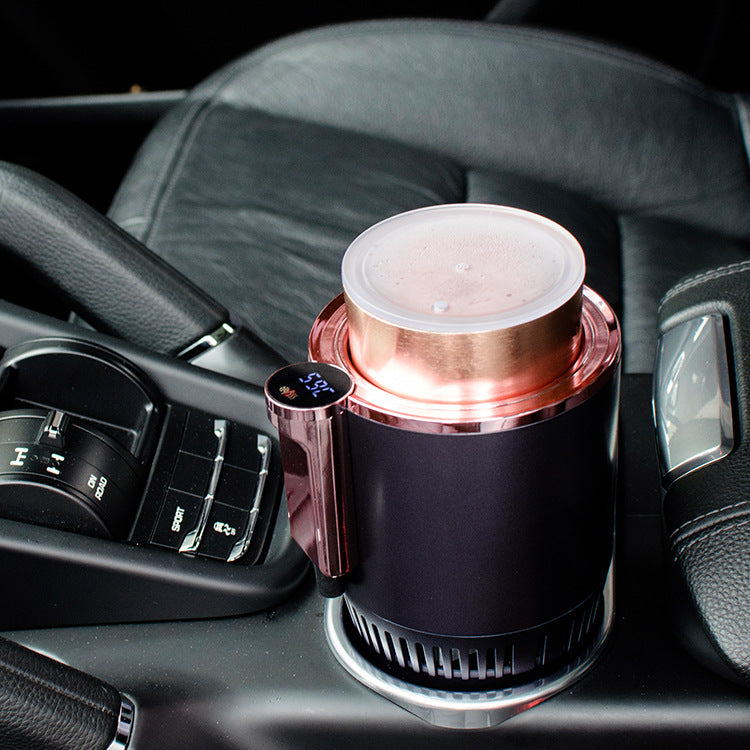 Black heated car cup holder with display