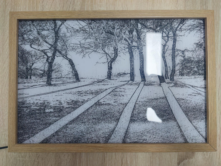 Framed LED painting with sunshine glow