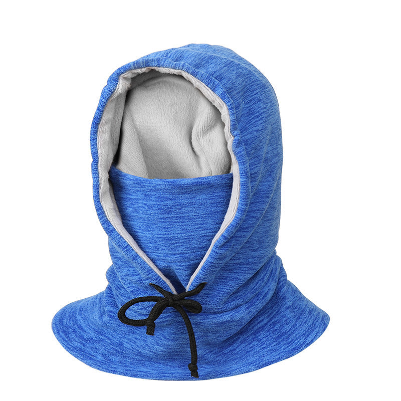Person wearing black fleece balaclava hood