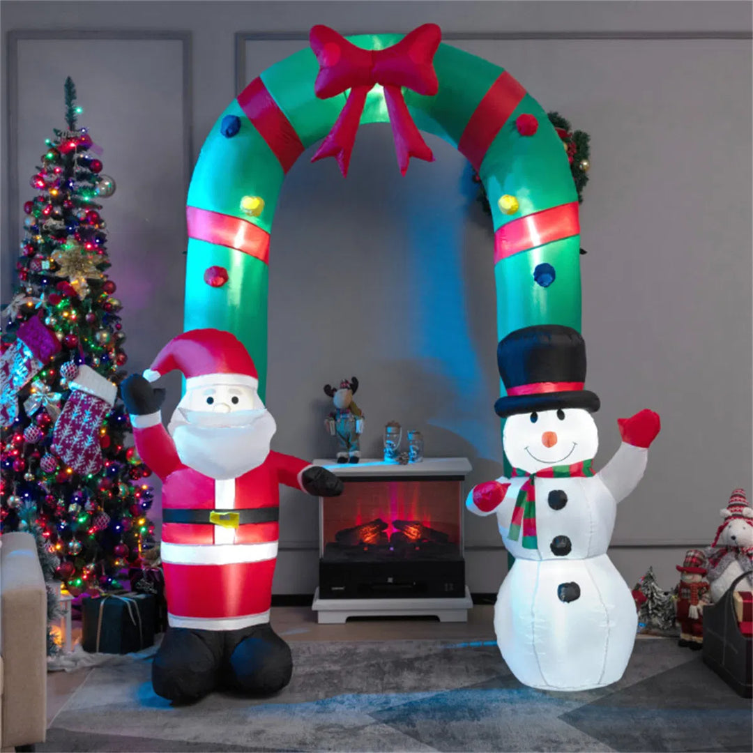 Inflatable arch with Santa and snowman