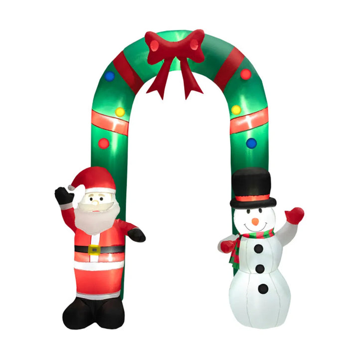 Inflatable arch with Santa and snowman