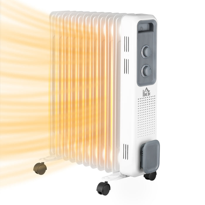 Heat Hollow Oil Filled Radiator 2500W with 11 Fins on Castor Wheels