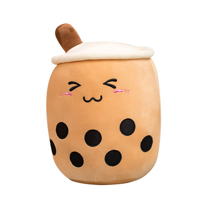 Smiling bubble tea cup plush toy