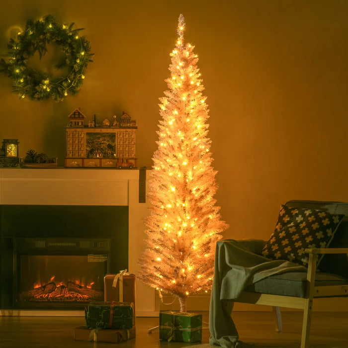 Heat Hollow Pink Pencil Christmas Tree with 200 Warm White LEDs