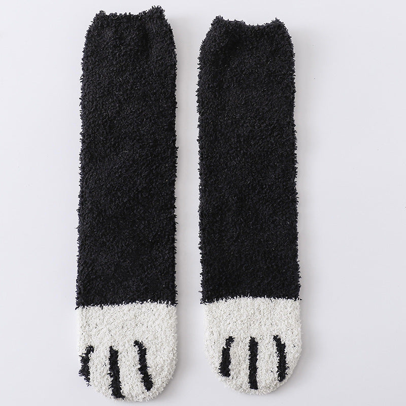 Fluffy cat paw socks with toe beans