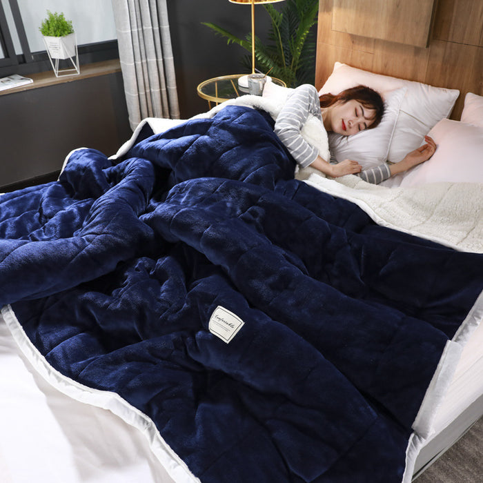 Heat Hollow Thick three-layer fleece blanket with sherpa back