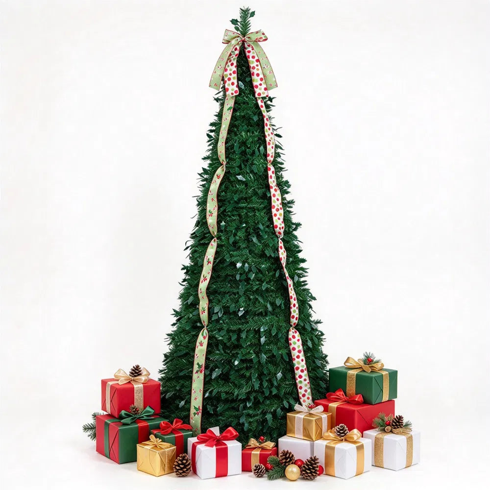 Pop-up Christmas tree with satin ribbons