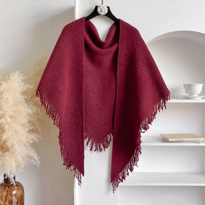 Heat Hollow Fringed Knit Scarf and Shoulder Wrap, 180 x 60 cm