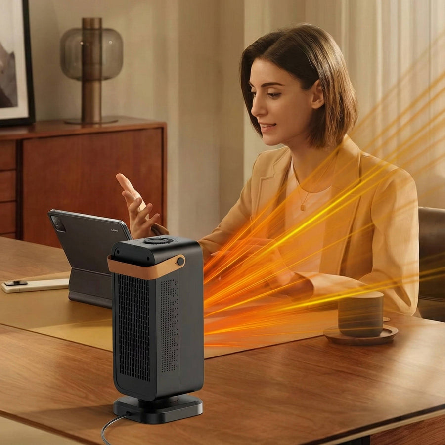 1200W Heater | PTC Ceramic Heating Element with 2 Seconds Heat-Up Time | 3 Heat Settings, Tip-Over and Overheat Protection