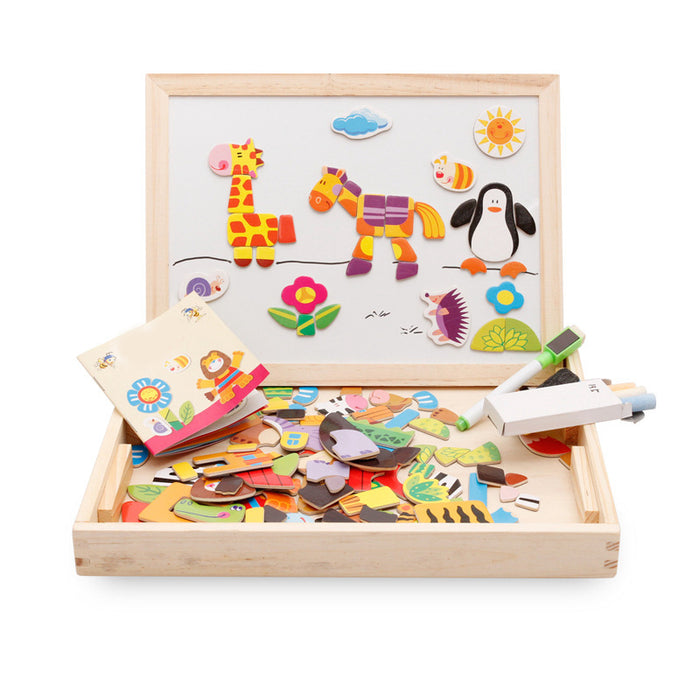 Heat Hollow Wooden magnetic puzzle box with whiteboard and chalkboard