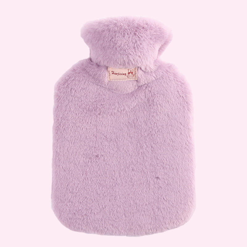 Fluffy Hot Water Bottle With Soft Rabbit Fur Style Cover