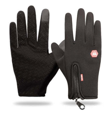 Fleece-lined touchscreen winter gloves with zip cuff
