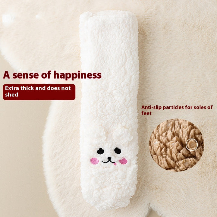 Fluffy fleece floor socks with bunny face