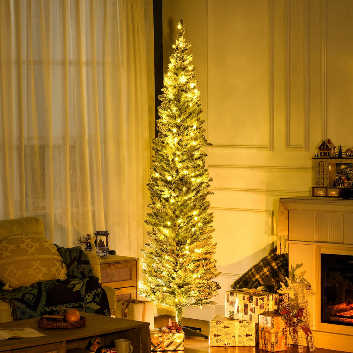 Green slim pencil tree with warm LEDs