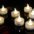 12 flickering LED tea lights, flameless and battery operated