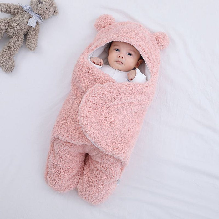 Heat Hollow Teddy fleece baby sleeping bag with bear ears