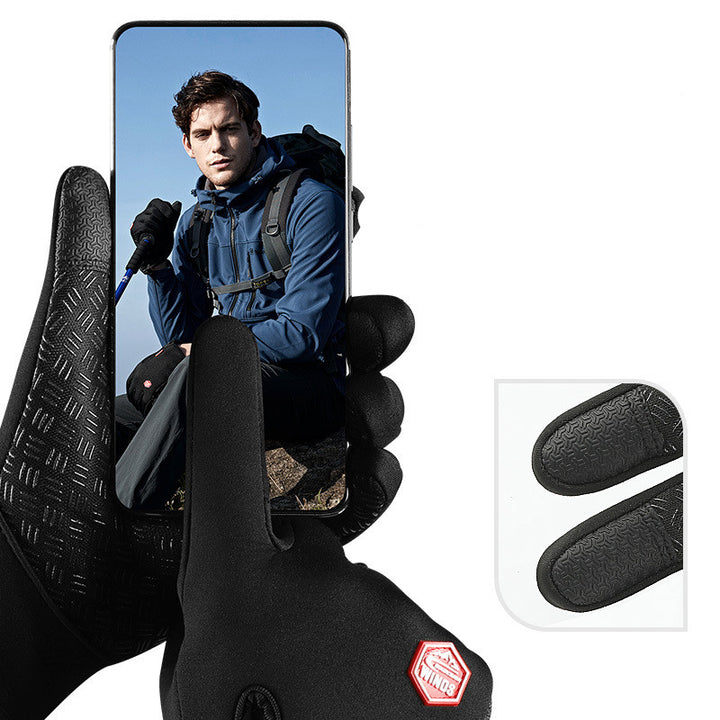 Fleece-lined touchscreen winter gloves with zip cuff