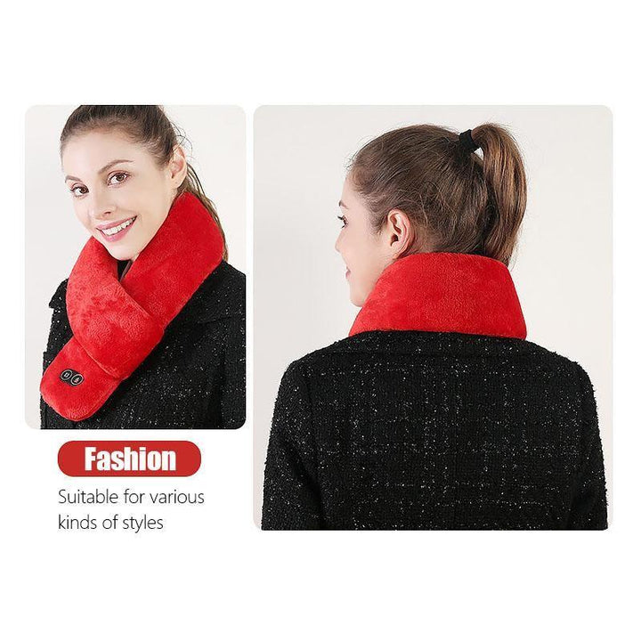 Heated Velvet Scarf with Vibration Massage and 3000 mAh Battery