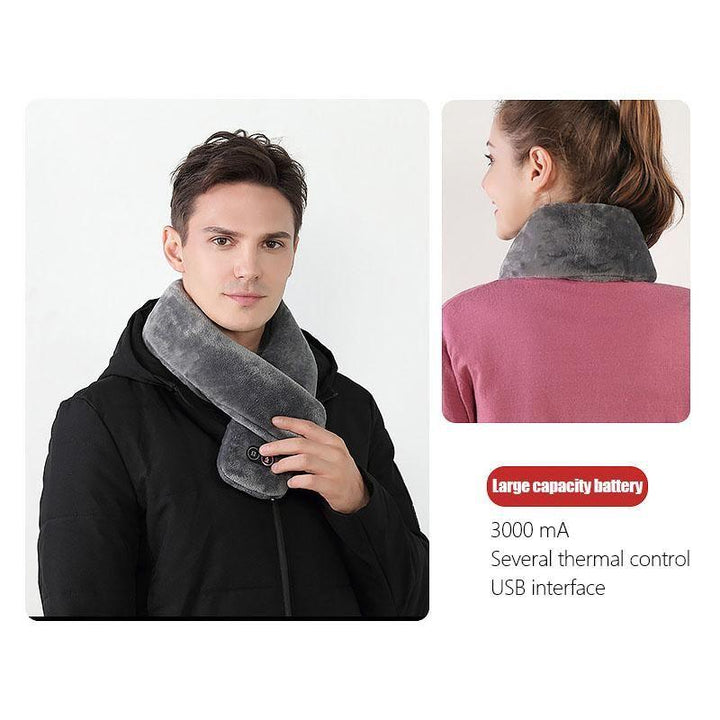 Heated Velvet Scarf with Vibration Massage and 3000 mAh Battery