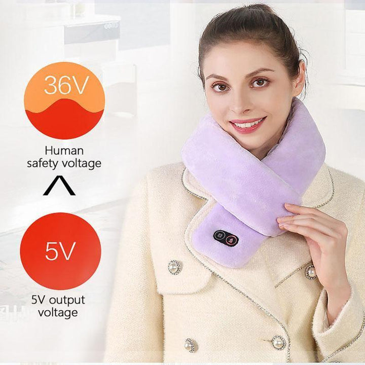 Heated Velvet Scarf with Vibration Massage and 3000 mAh Battery