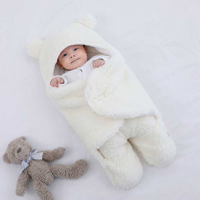 Heat Hollow Baby Bear Hooded Wrap with Plush Ears and Cotton Lining