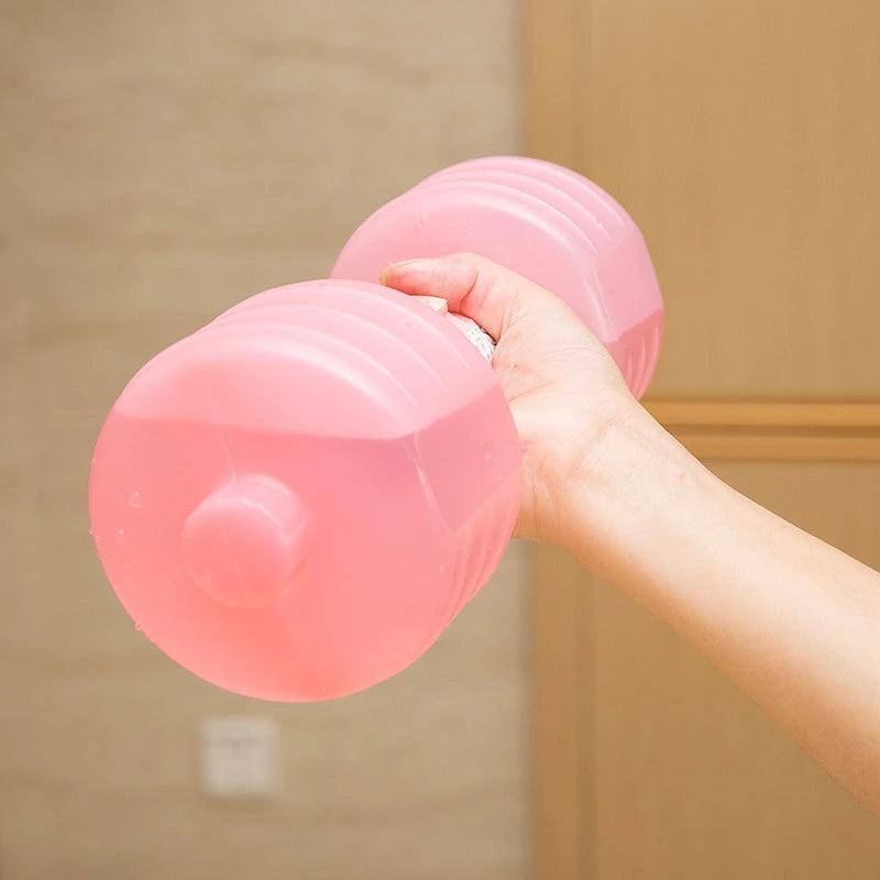 Pink water-filled plastic hand dumbbell