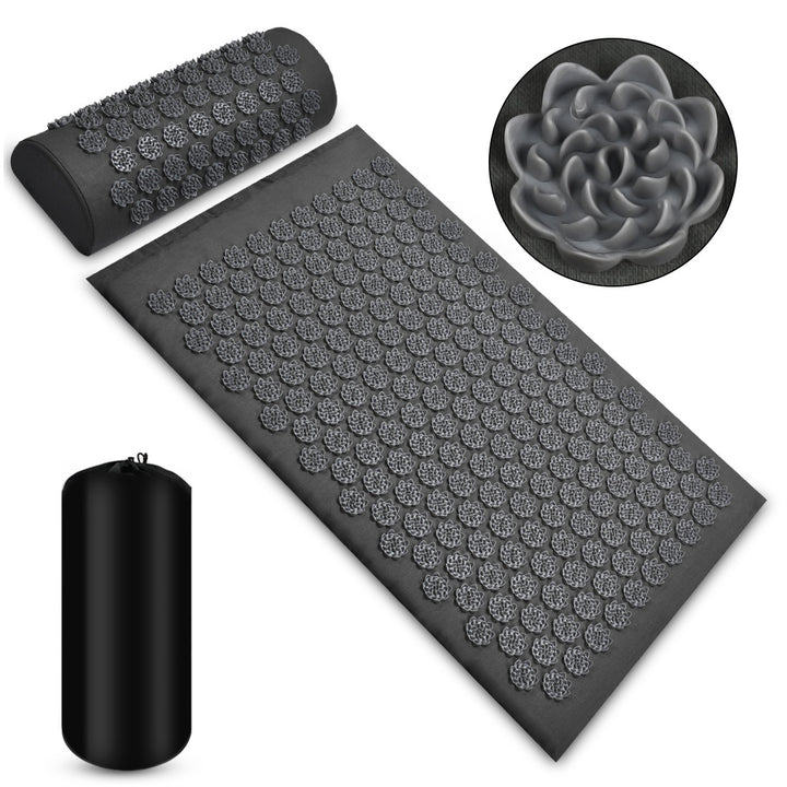 Acupressure mat and pillow set with bag