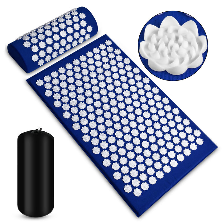 Acupressure mat and pillow set with bag