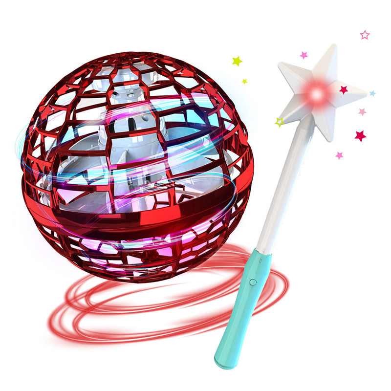 Glowing flying spinner ball hovering