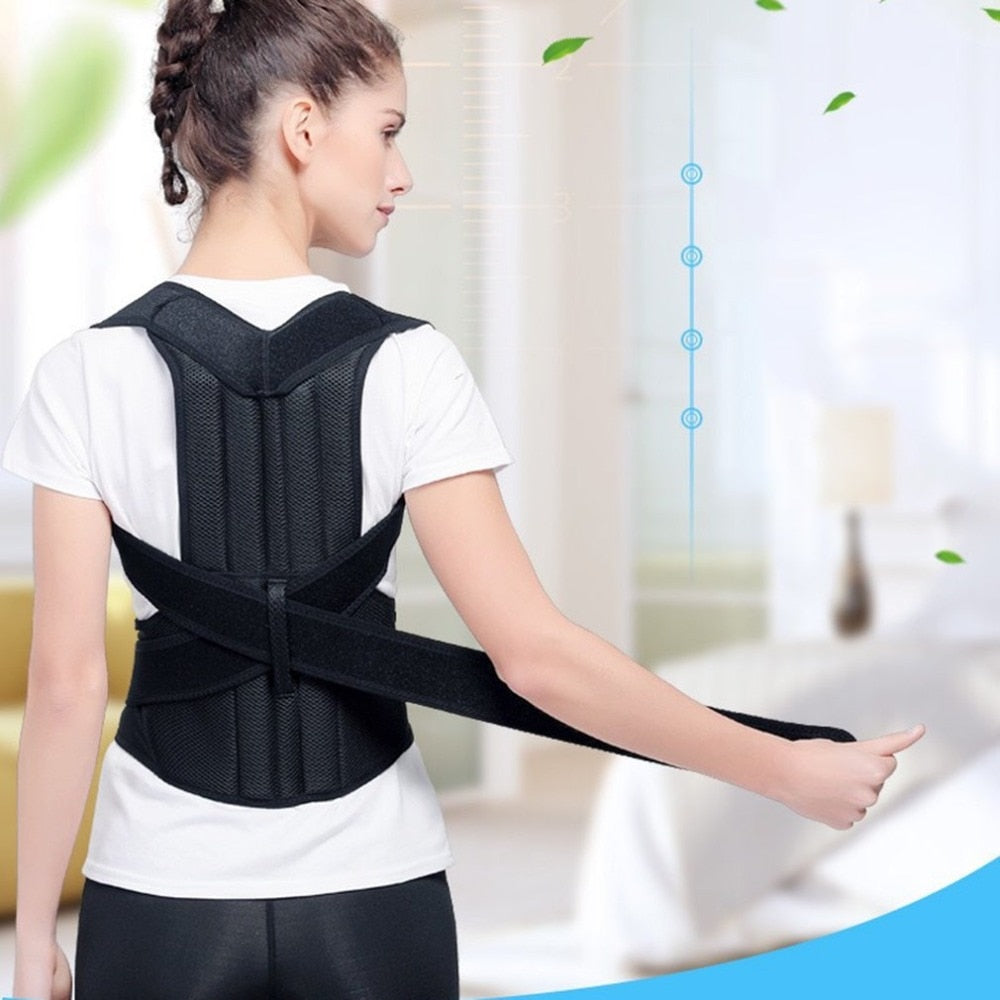 Black back posture corrector brace