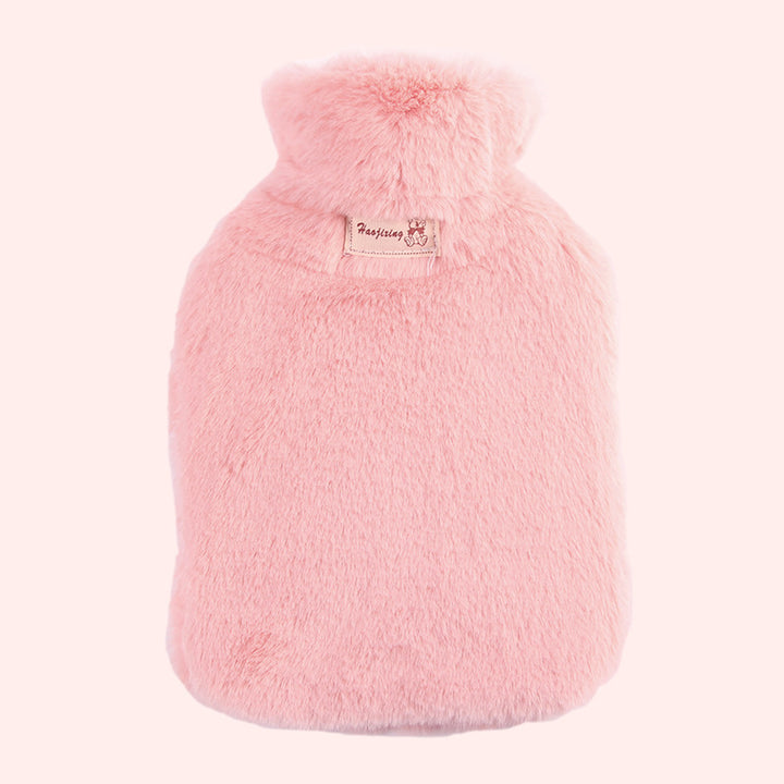 Fluffy Hot Water Bottle With Soft Rabbit Fur Style Cover