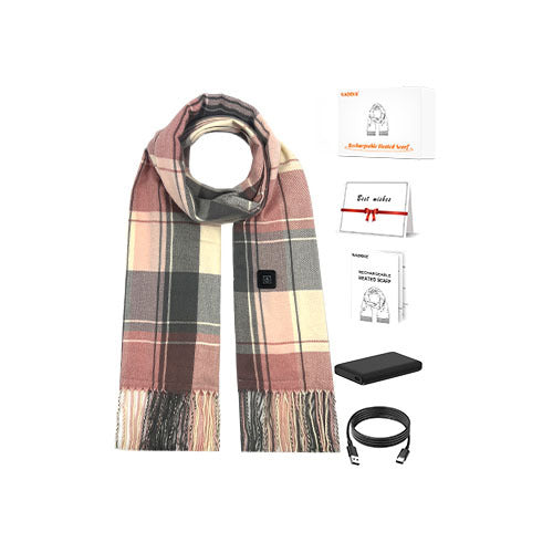 Heat Hollow Heated Plaid Scarf with Power Bank Included
