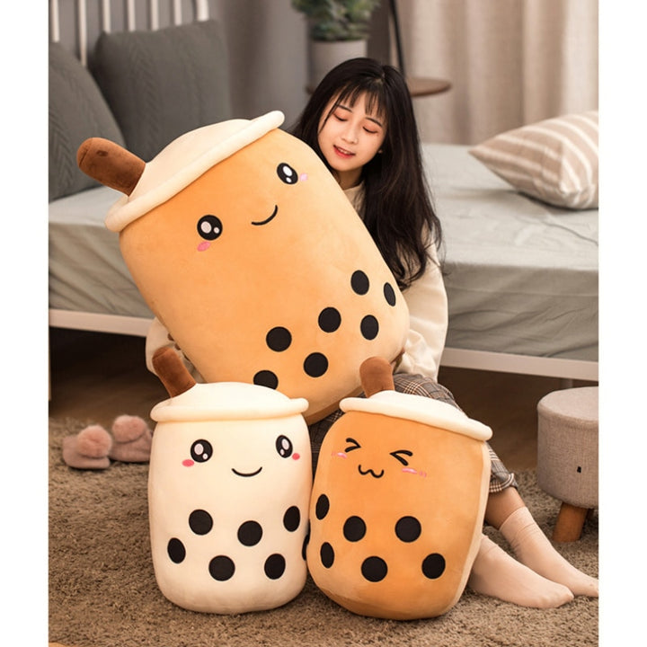 Smiling bubble tea cup plush toy