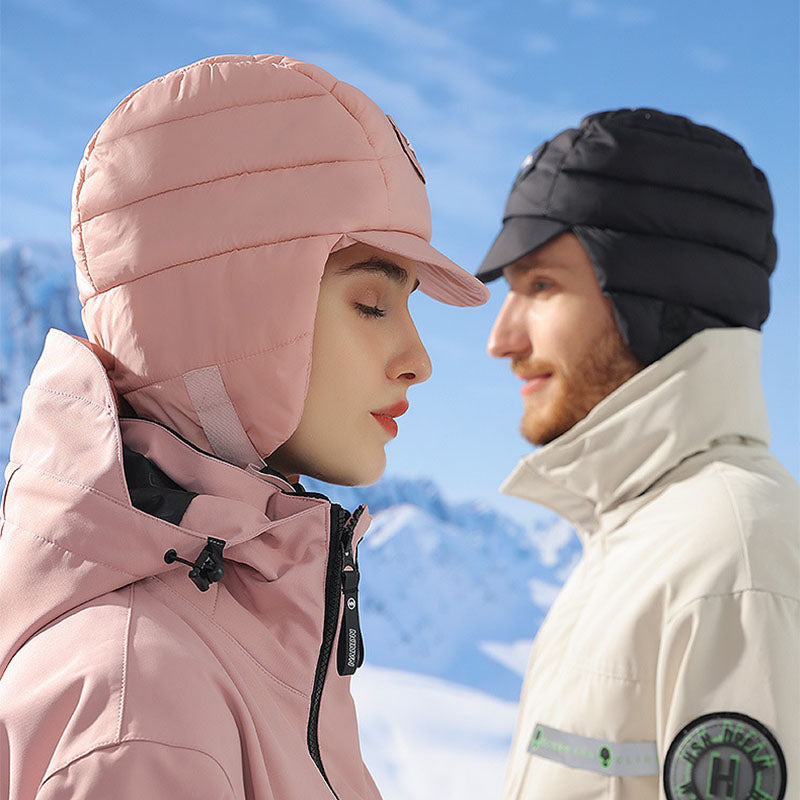 Padded winter trapper hat with ear flaps